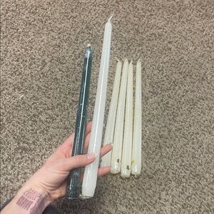 Elegant White and Green Taper Candles